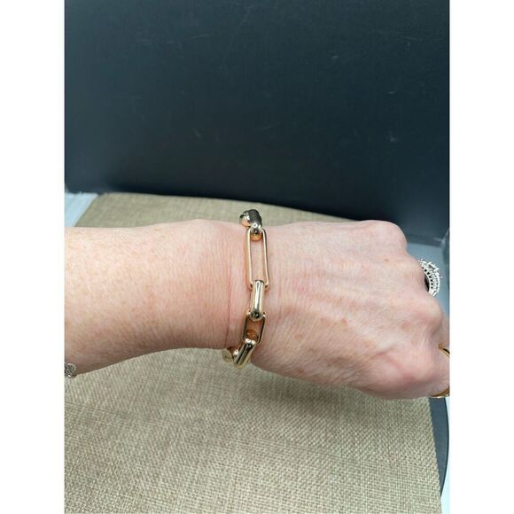 Chunky Gold Chain Length Bracelet Toggle Gold Ball - Picture 11 of 11